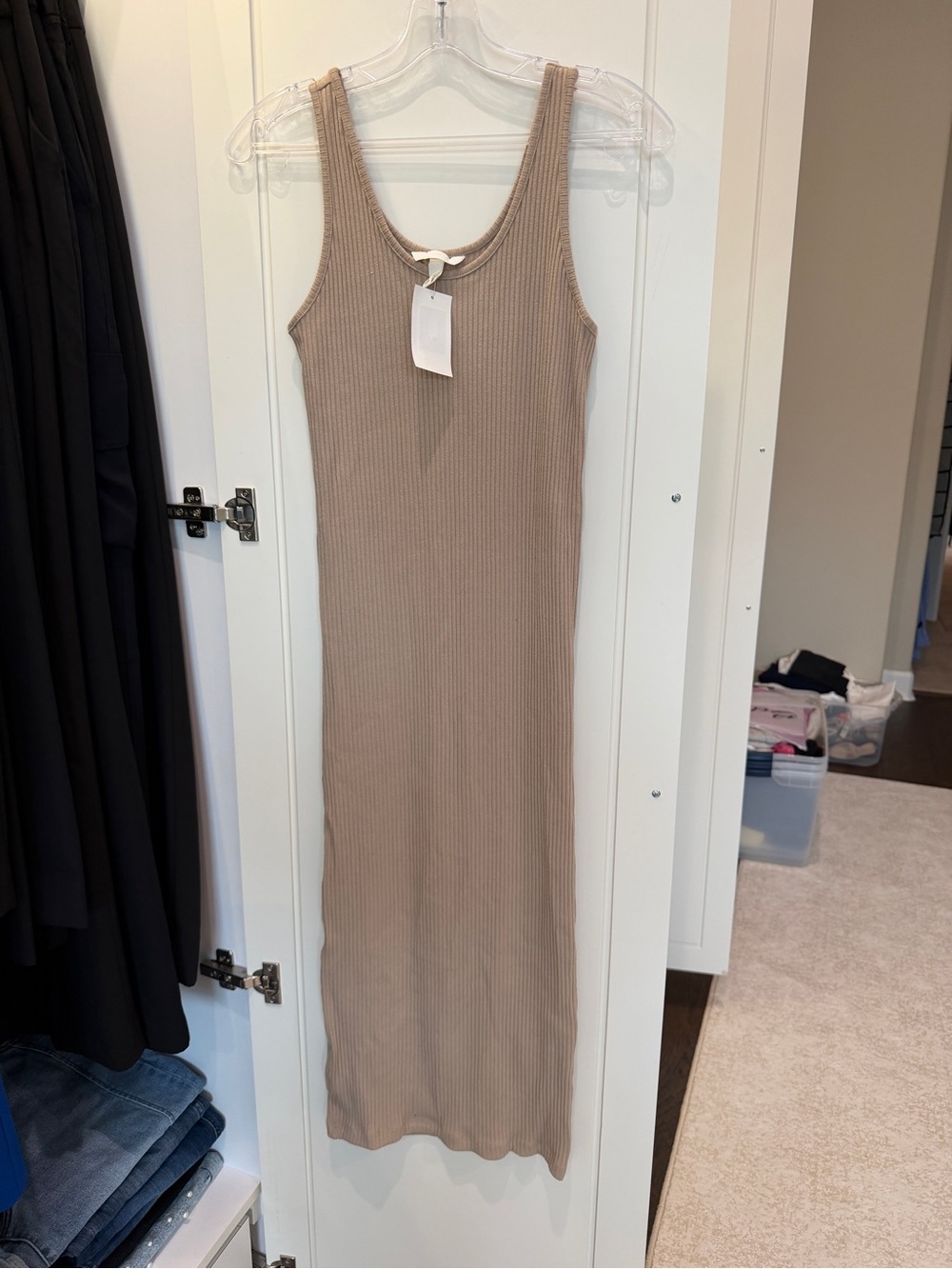 NWT H&M Ribbed Sleeveless Maxi Tube Dress in Taupe